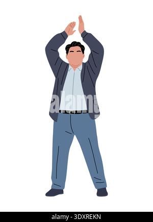 Business man with arms raised overhead isolated Stock Vector