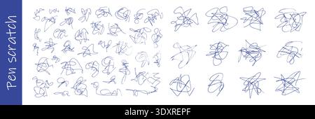 Hand-drawn pen scribbles and pencil scratches create chaotic doodle textures with messy, expressive strokes perfect for grunge art projects and creative designs. Stock Vector