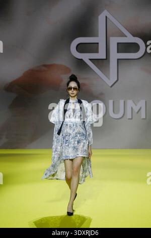 On March 4, 2026, in Daegu, South Korea, a model walks on the runway during a PID2026 (Preview in Daegu 2026) special event of Designer Chang Jae Young by POUM fashion show at EXCO in Daegu, South Korea. Preview in Daegu, the nation's largest textile exhibition, takes place every March in Daegu, the heart of Korea's textile industry. This year's event underscores the urgent need for structural change within the sector, emphasizing key themes such as achieving carbon neutrality, expanding high value-added materials, and accelerating the integration of artificial intelligence technologies. (Phot Stock Photo