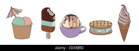 Set of assorted ice cream treats isolated Stock Vector