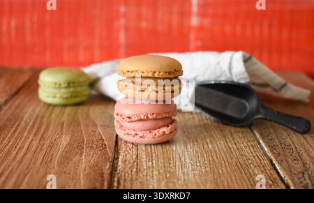 Colorful Macaroons Background Stock Photo