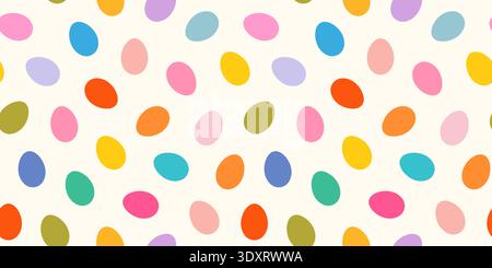 Pastel colored Easter eggs seamless vector pattern, Cute colorful simple background for spring and Easter designs Stock Vector