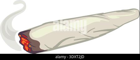 Burning weed joint. Narcotic addiction. Bad habit Stock Vector