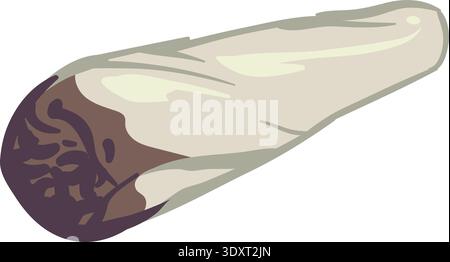 Smoking joint. Natural cannabis cigarette color icon Stock Vector