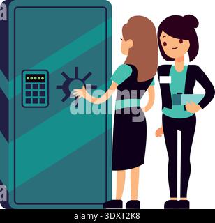 Bank storage service cartoon icon. People open vault Stock Vector