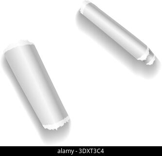 Ripped edge paper strip. Realistic white scrap Stock Vector