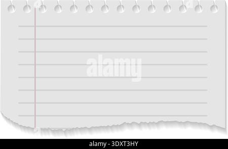 Notebook scrap with torn edge. White paper piece Stock Vector