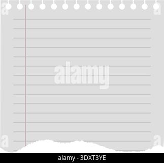 Empty notepad sheet with damaged edge realistic mockup Stock Vector