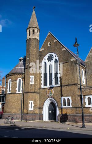 The exterior of St. Andrew's Greek Orthodox Cathedral, located on Kentish Town Road in Camden, London, UK. Stock Photo