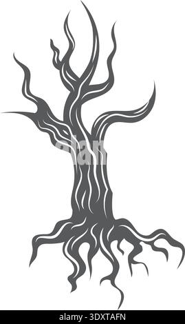 Tree trunk black icon. Old wood bark Stock Vector