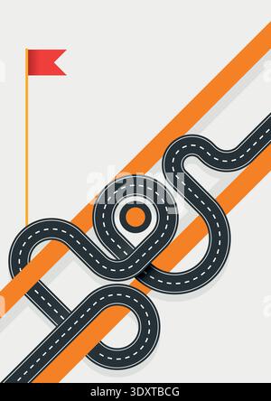 Roadmap banner template. Journey route navigation infographic Stock Vector