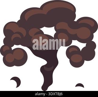 Burn cloud. Black smoke explosion cartoon effect Stock Vector