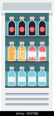 Drink store refrigerator color icon. Food showcase Stock Vector