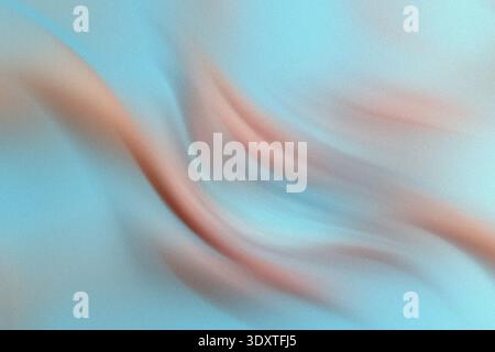 An abstract image showing blurred and distorted shapes with a blend of light blue and pink colors Stock Photo