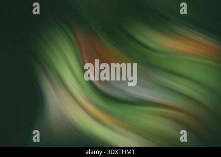 Close up view of a green and white abstract painting with swirling brushstrokes and blurred background elements Stock Photo