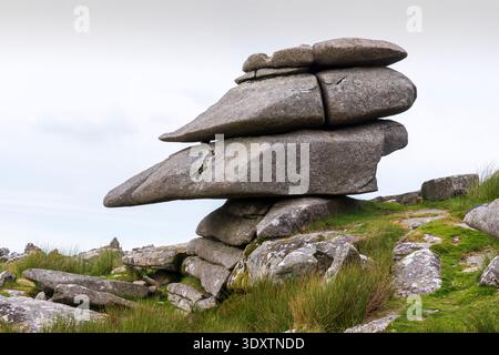 Granite rock formation on Stowe's Hill near Minions on Bodmin Moor, Cornwall, UK Stock Photo
