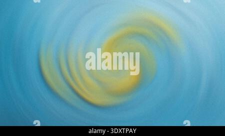 Abstract swirl of yellow green and orange blending together on a light blue gradient background image Stock Photo