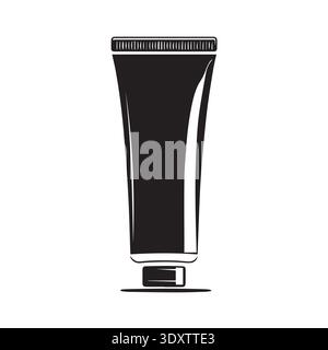 Minimalist Toothpaste Tube Silhouette Vector - Essential Hygiene Product Illustration Stock Vector