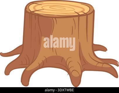 Tree stump cartoon icon. Lumber wood cut Stock Vector