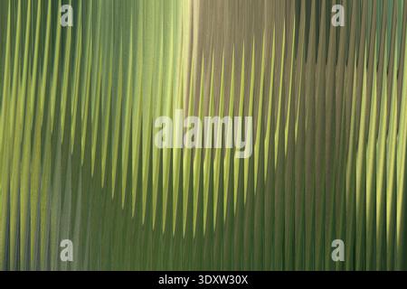 A blurry abstract view of green and yellow vertical shapes creating a soft and diffused light effect Stock Photo