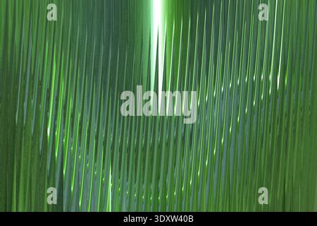 A vibrant green abstract background with a central vertical bright light streak and blurred textures Stock Photo
