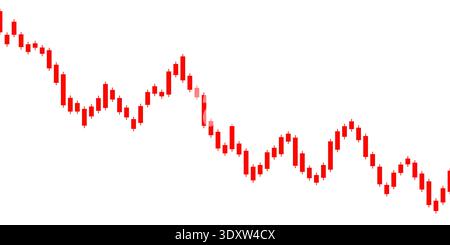 Stock trade chart. Trading graph. Red candle forex market isolated on white background. Candlestick investment finance. Stockmarket price. Falling Stock Vector