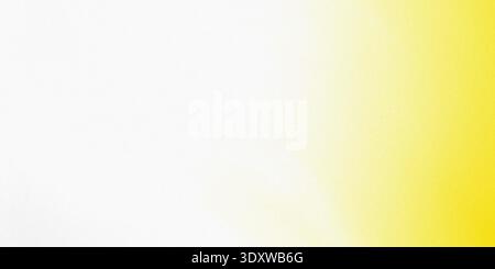 An abstract background featuring a smooth transition from white on the left to a vibrant yellow on the right, overlaid with a fine, grainy texture for Stock Photo