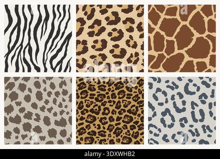 Wild Animal Seamless Patterns Set Stock Vector