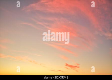 Wonderful New Zealand sky replacement after sunset sky of warmth and some red clouds Stock Photo