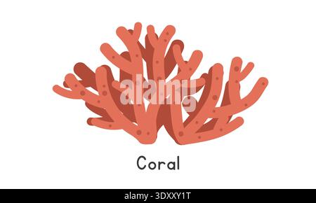 Coral vector illustration, cartoon clipart animal in flat style. Sea animals, underwater creatures, ocean animals, marine life concept Stock Vector