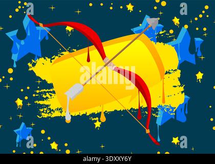 Ancient arrow graffiti. Abstract modern street art decoration performed in urban painting style. Stock Vector