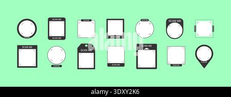 Scan me Frame. Quick payment with phone and click CTA icon or button. Modern design with mobile app and Scanner mockup. Minimalist Vector illustration Stock Vector