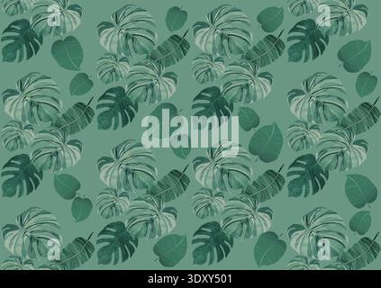 Botanical Monstera Leaves Seamless Pattern for Wallpaper and Textile Stock Vector