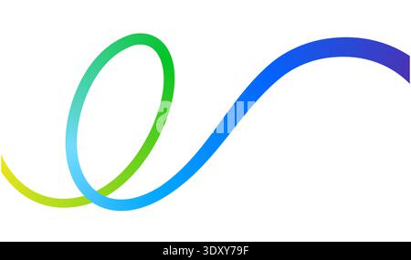 Abstract curved path colorful flowing line with smooth gradient on white background. Stock Vector