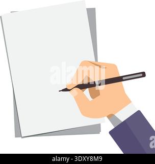 Hand write on white paper page. Signing icon Stock Vector