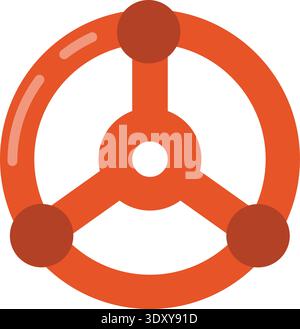 Round valve handle cartoon icon. Pipe element Stock Vector