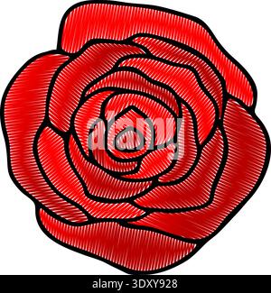 Rose flower red petals bloom color icon Stock Vector