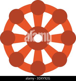 Red wheel valve handle. Gas fluid pipeline element Stock Vector