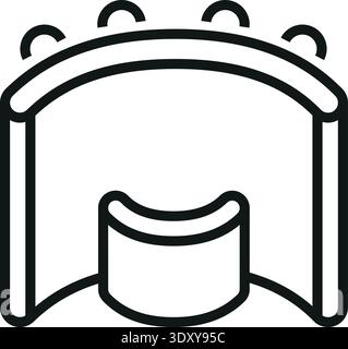 Pop up stand. Showcase exhibition display line icon Stock Vector