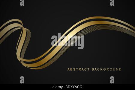 Luxurious golden thin lines with wavy gradient. Vector illustration. Stock Vector