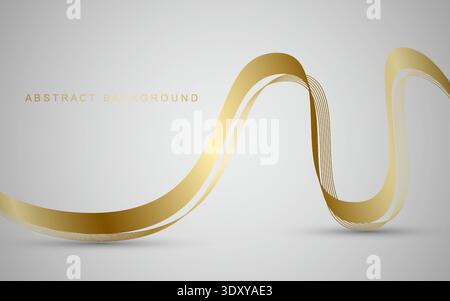 Luxurious golden thin lines with wavy gradient. Vector illustration. Stock Vector