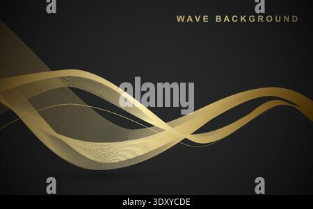 Luxurious golden thin lines with wavy gradient. Vector illustration. Stock Vector