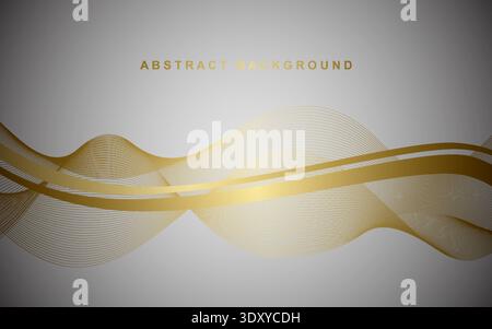 Luxurious golden thin lines with wavy gradient. Vector illustration. Stock Vector