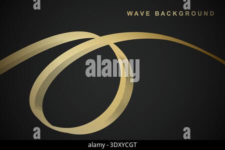 Luxurious golden thin lines with wavy gradient. Vector illustration. Stock Vector