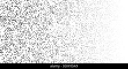 Halftone gradient pattern with fading dots. Smooth transition from white to black. Vector background with geometric pixel effect and subtle texture Stock Vector