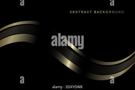 Luxurious golden thin lines with wavy gradient. Vector illustration. Stock Vector
