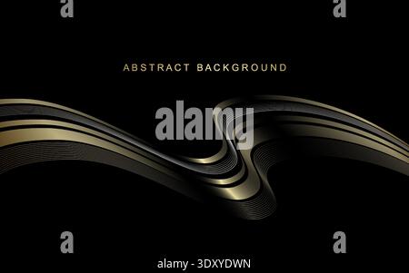 Luxurious golden thin lines with wavy gradient. Vector illustration. Stock Vector