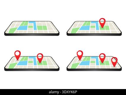 Smartphone with GPS Navigation System or Map Application. Vector Illustration. Stock Vector