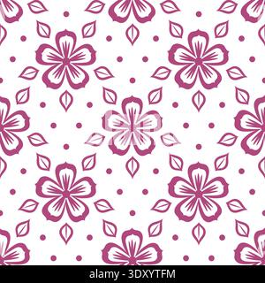 Elegant floral design. Symmetrical tile with small diamond accents and soft white background Stock Vector