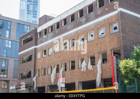 Exterior of a derelict building in Stratford, London, UK Stock Photo